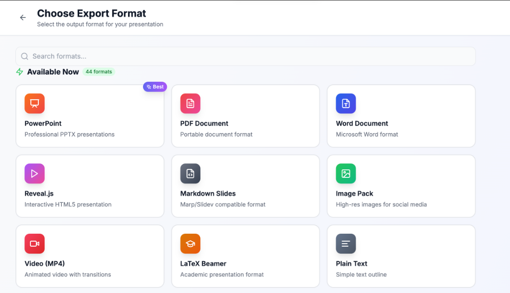 Choose Export Format